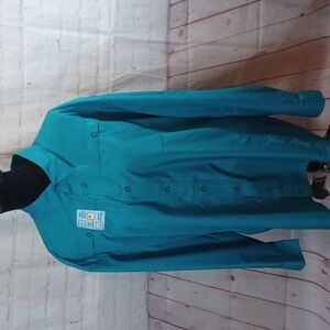 Reel Legends Teal Blue UP #50 Sun Pro OutDoor Long Sleeve Fishing Shirt XXL